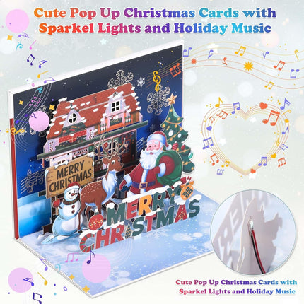Christmas Card with Music & Lights – Pop-Up Tree Greeting Card for Family & Friends