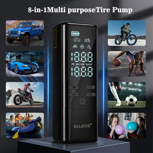 Portable Tire Inflator 160 PSI – 4X Faster Inflation, Smart Air Pump with Pressure Gauge