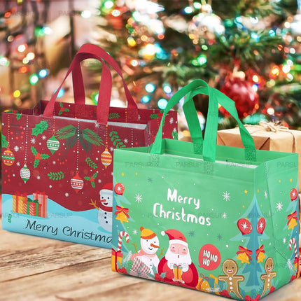 8PCS Xmas Gift Tote Bags – Non-Woven Bags for Wrapping & Holiday Gifts