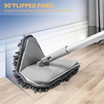 Wall Cleaner Mop – 82” Long Handle, Baseboard Duster, Squeegee & 6 Replacement Pads