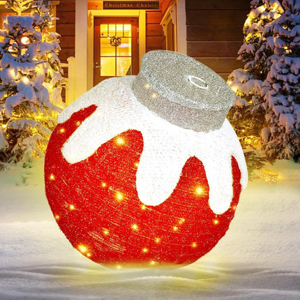 80 LED Pop-Up Christmas Ball Lighted Outdoor Ornament with 8 Modes, Red
