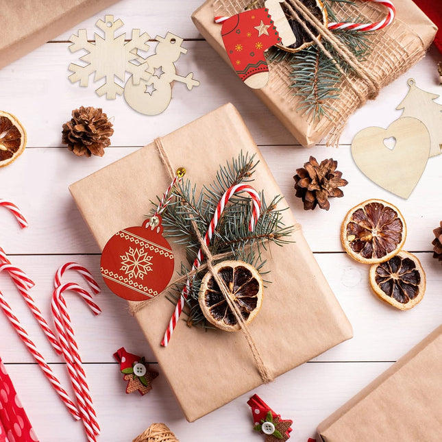 158 PCS Wooden Christmas Ornaments – Unfinished Wood Slices & Craft Set with Twine