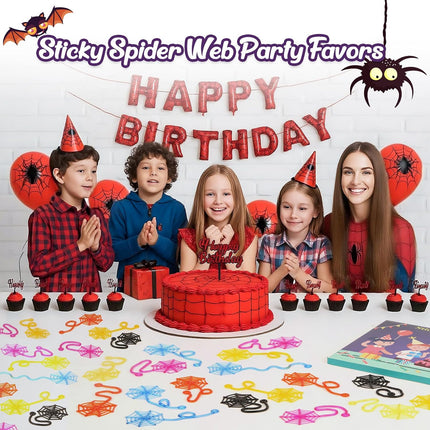 30-Piece Sticky Spider Web Hands for Kids, Halloween Party Favors & Goodie Bags