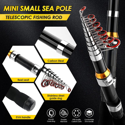 2PCS Telescopic Fishing Rod & Reel Combo with Bag for Travel Fishing