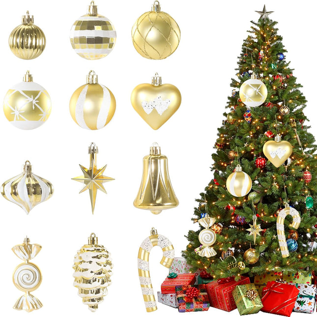 16PCS Colored Christmas Tree Ball Ornaments, Shatterproof Plastic Baubles for Holiday Decor