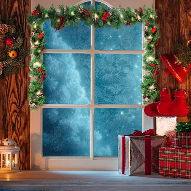 9 FT Christmas Garland LED Lights – Pinecones, Bows, Berries, Candies Decor