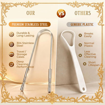Tongue Scraper for Adults 2 Pack Stainless Steel Tongue Cleaner Bad Breath