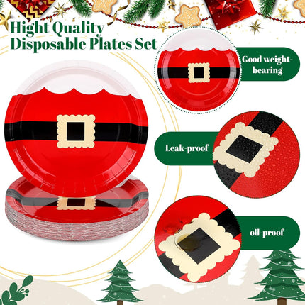 100-Piece Christmas Paper Plates 9-Inch Disposable Santa Dinnerware Set for Xmas