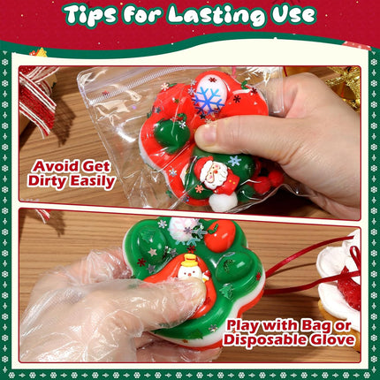 4 PCS Christmas Squishy Cat Paw Toys 3" Fidget Stocking Stuffers Kids Adults