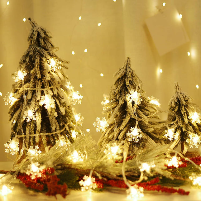 Christmas Snowflake Lights – 9.8FT Warm White Battery LED String Décor