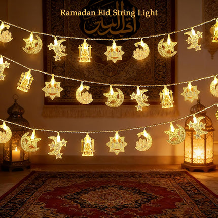 Ramadan String Lights: 9.8ft, 20 LEDs, Moon Star, Remote Control, 8 Modes