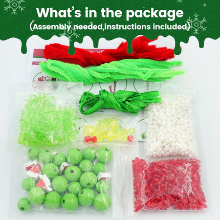 30PCS Christmas Beaded Ornament Kit – Tree, Candy Cane & Green Ornaments for Adults
