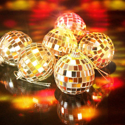 12pcs Silver Disco Mirror Balls 4cm – Party, Wedding & Christmas Tree Ornaments