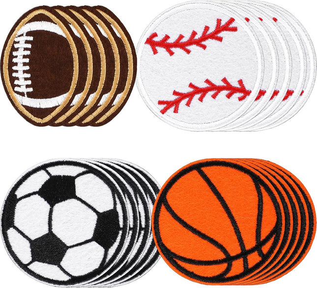 20Pcs Sports Ball Iron-On Embroidered Patches for Clothing, Bags, Hats and DIY Crafts