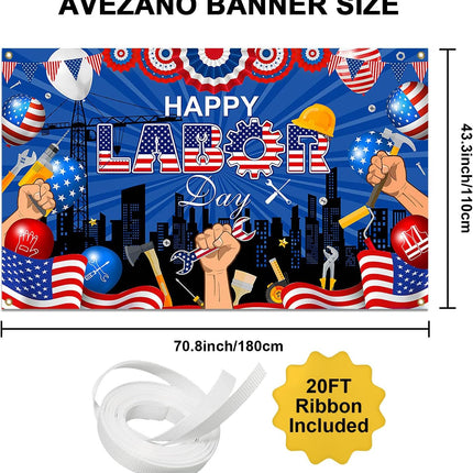 Happy Labor Day Backdrop Banner Party Decorations Photo Booth Prop