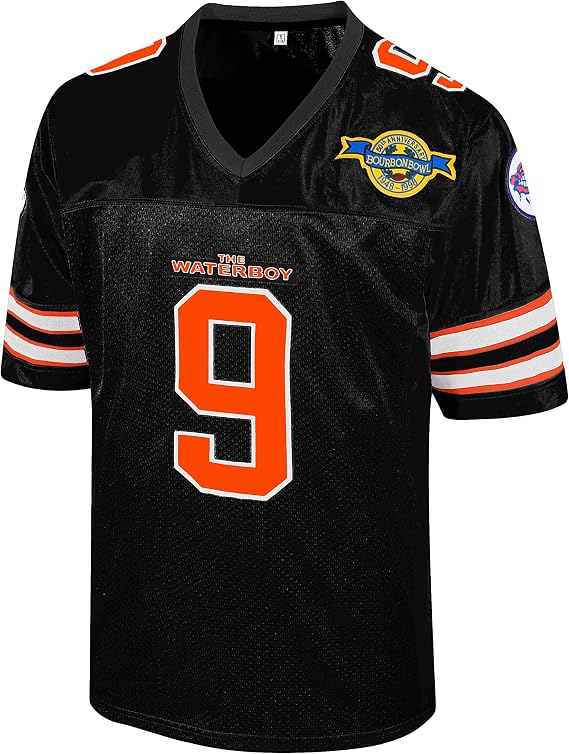 Bobby Boucher #9 The Waterboy Football Jersey, Sandler Mud Dogs Bourbon Bowl Shirt