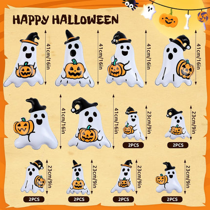 18-Piece Halloween Inflatable Ghost Balloons, 16in & 9in PVC Haunted House Decor