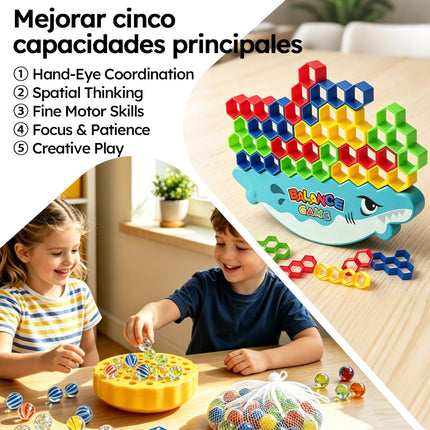 3 in 1 Stacking Balance Marble Game Educational STEM Toy Ages 6+