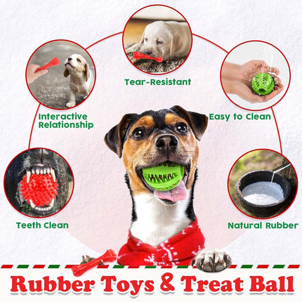 9PCS Christmas Dog Toys – Santa Plush, Rope, Ball & Teething Toys Set