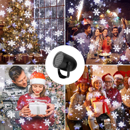 2 Set Mini LED Snowflake Lamps – Dynamic Christmas Projection Lights, Ideal for Holiday Décor