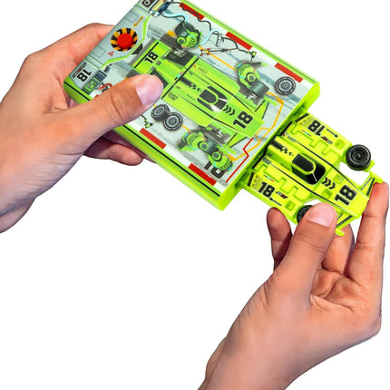 Original Speed Card Racer, Pocket-Size Car Launcher with Rubber Tires, Neon Green