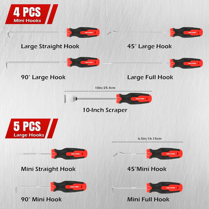 9Pcs Precision Pick and Hook Set – Scraper, Magnetic Telescoping Tools for Automotive