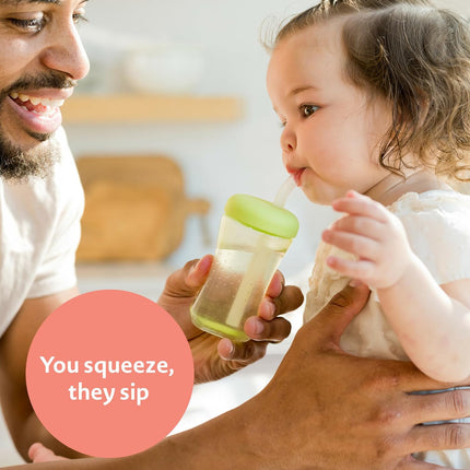Squeeze & Sip Toddler Straw Cups – 3-Pack, 7oz, Silicone Straw, 6+ Months