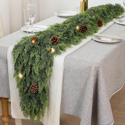 Holiday Garland 9FT – Real Touch Cedar for Indoor/Outdoor Xmas Decoration