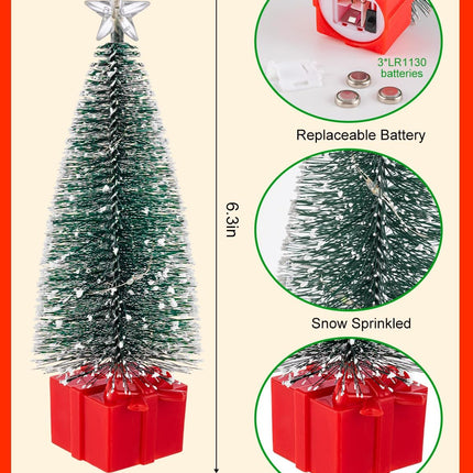 4 Pack Mini Christmas Trees with Lights for Tabletop Holiday Décor