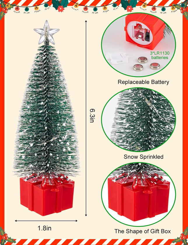 4 Pack Mini Christmas Trees with Lights for Tabletop Holiday Décor