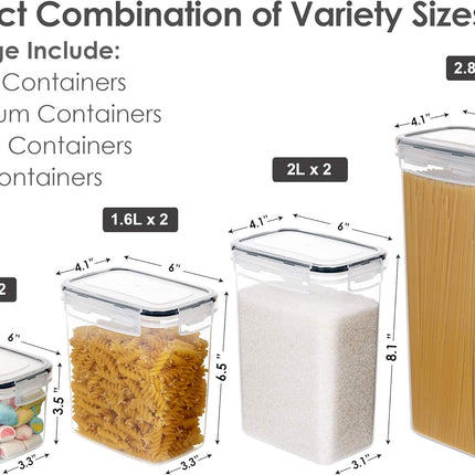 8-Piece Airtight Food Storage Containers – Plastic Kitchen & Pantry Canisters