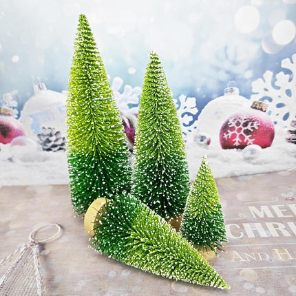 4PCS Mini Christmas Trees – Gradation Green Bottle Brush Tabletop Decor