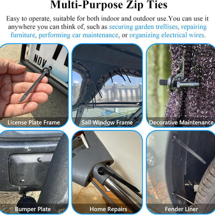 100PCS Upgraded Nylon Zip Ties – UV-Resistant, Heavy Duty for Car & Home Organization