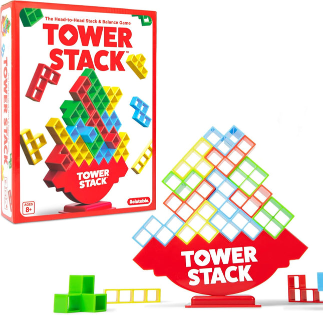 Tower Stack Game with 32 Blocks 44 Cards Family Game Night Building Fun