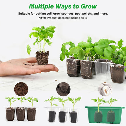 5 Pack Seed Starter Trays, 12 Cell, Humidity Dome, Adjustable Vents, Green