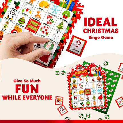 30 Players Christmas Bingo Cards – Holiday Party Game for Kids & Family