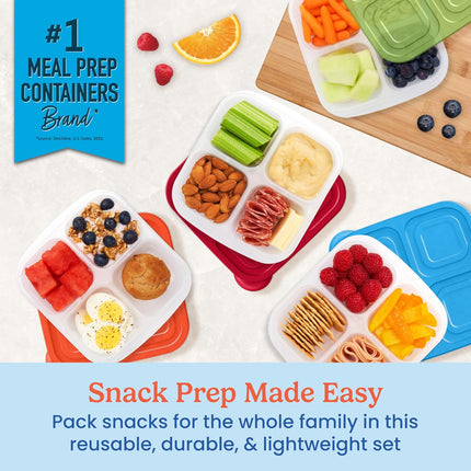 Easyboxes 8-Piece Snack Containers – 4-Compartment BPA-Free Meal Prep Set