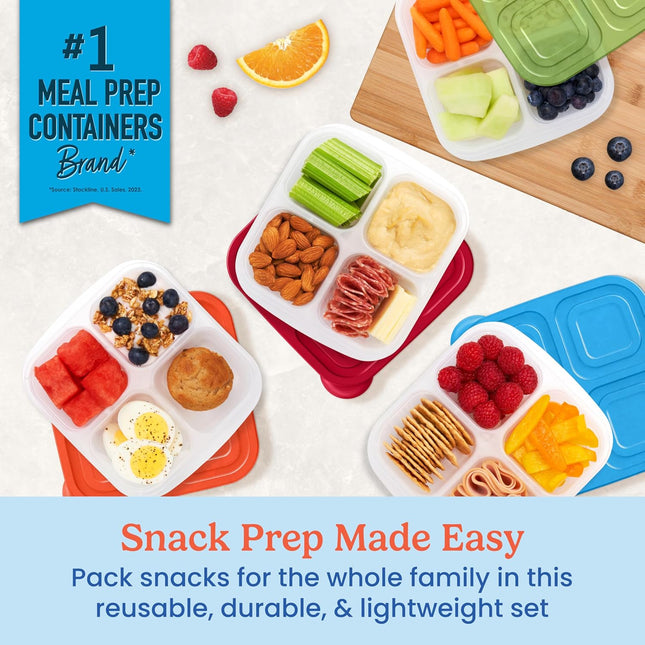 Easyboxes 8-Piece Snack Containers – 4-Compartment BPA-Free Meal Prep Set