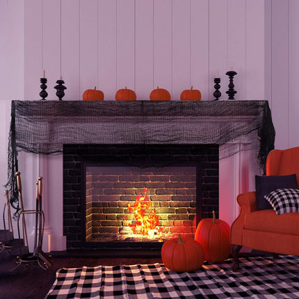 9-Piece Halloween Creepy Cloth Set, 78x33in Spider Web Gauze with 4 Spiders