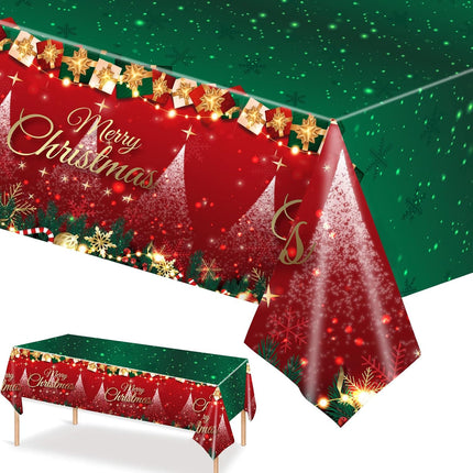 3PCS Disposable Christmas Tablecloths 54x108" – Red Xmas Tree & Santa Print