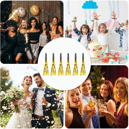 24 PCS Gold New Year Noise Makers Glitter NYE Party Blowouts & Favors