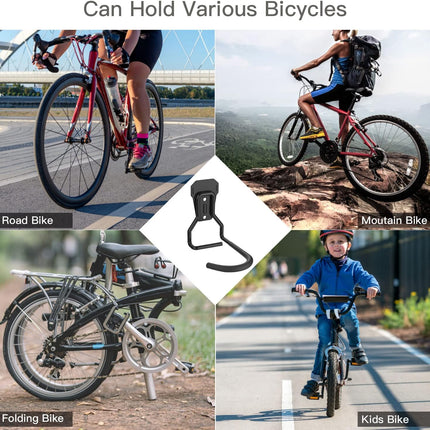 4-Pack Bike Wall Mount Hooks, Vertical Storage Rack with Screws for Garage