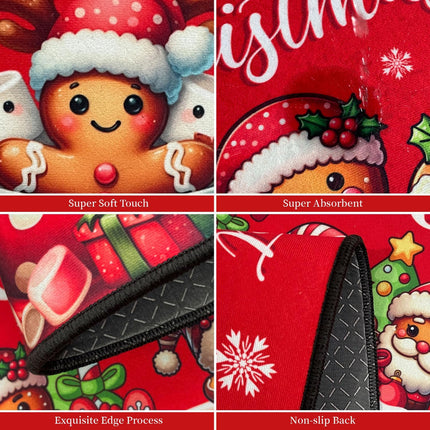 Holiday Kitchen Rug Set – Merry Christmas Gingerbread Mats 17"x47"+17"x30"