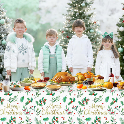 3PCS Merry Christmas Tablecloths – 54x108" Disposable Holiday Table Covers