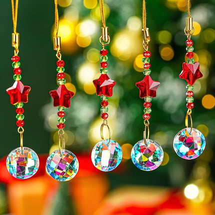12PCS Mini Crystal Glass Christmas Suncatchers – 0.7" Round Hanging Decor