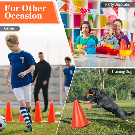 7-Inch Soccer Training Cones 12/24/50 Pack PE Plastic Sports Markers with Carry Bag