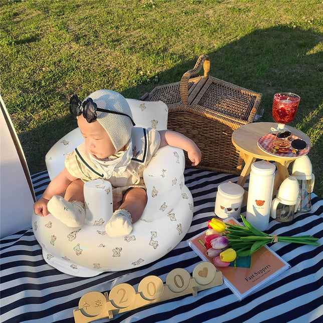 Inflatable Baby Seat – Floor Seat for Sitting Up, 3 Months & Up, Bear Design