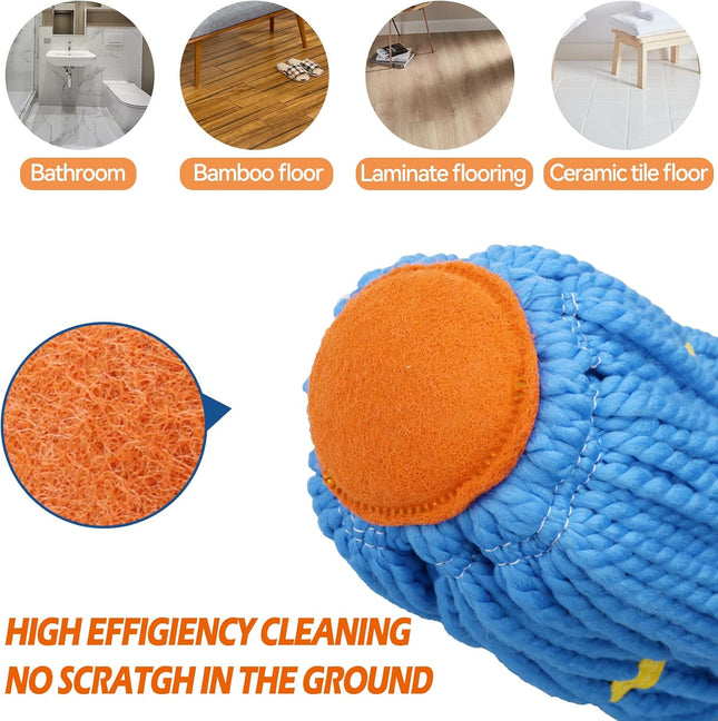 Microfiber Floor Mop with Long Handle, Easy Self-Wringing Twist Design