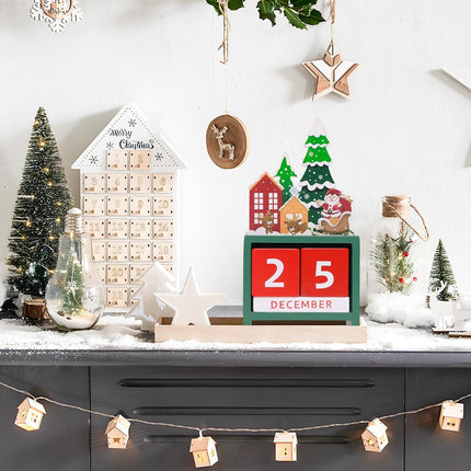Christmas Countdown Advent Calendar – 24 Days Wooden Santa & Elk Ornaments