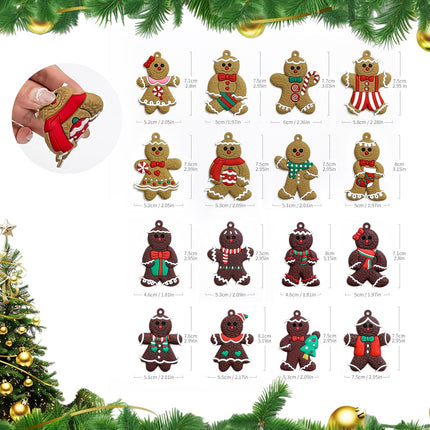 16-Piece Gingerbread Man Ornaments for Christmas Tree, Gift Box Included